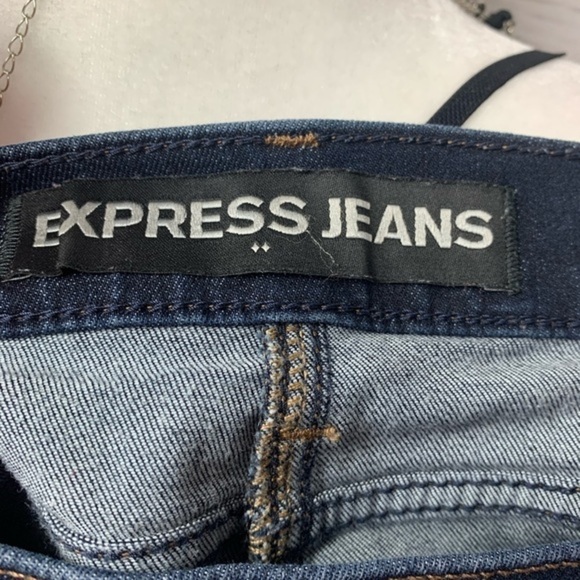 NWOT Express Distressed Denim Polka-Dot Skirt - Picture 5 of 6